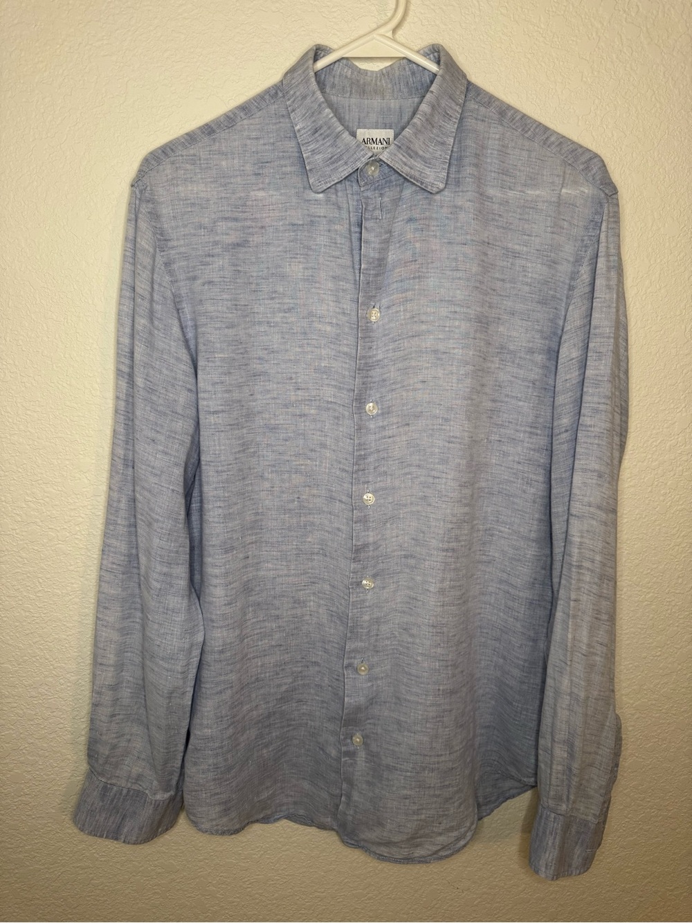 Armani Collezioni Light Blue Long-Sleeve Button-Up Shirt